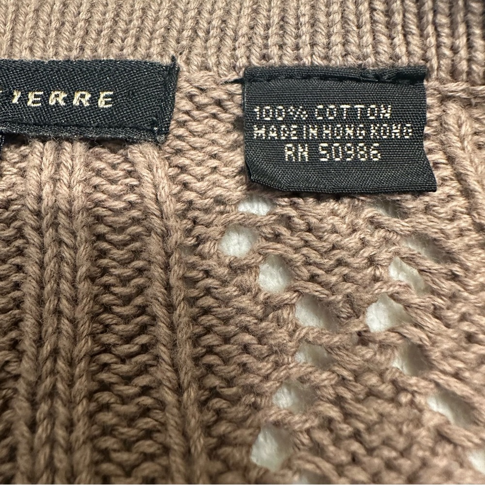 JEANNE PIERRE Light Brown Open-Front‎ Cardigan M 100% Cotton - Picture 5 of 9